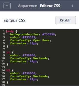 Editeur CSS